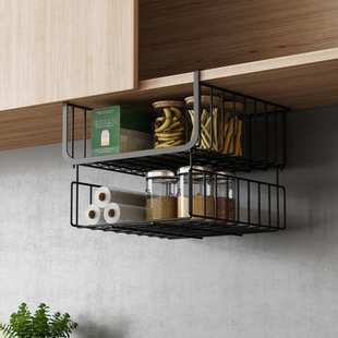 9WOR厨房橱柜下挂置物架 304不锈钢吊柜下挂篮柜内悬挂收纳柜子下