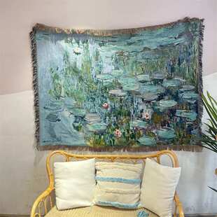 装饰 壁毯世界wallhanging莫奈卧室名画睡莲布tapestry油画挂