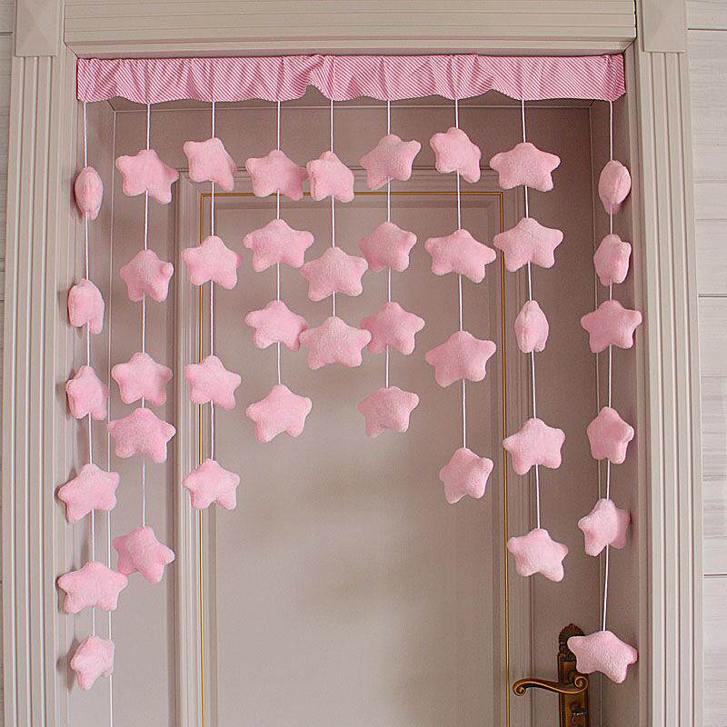 新款房门挂饰小门帘隔断吊帘线帘少女粉色桃爱心免打孔挂件装饰