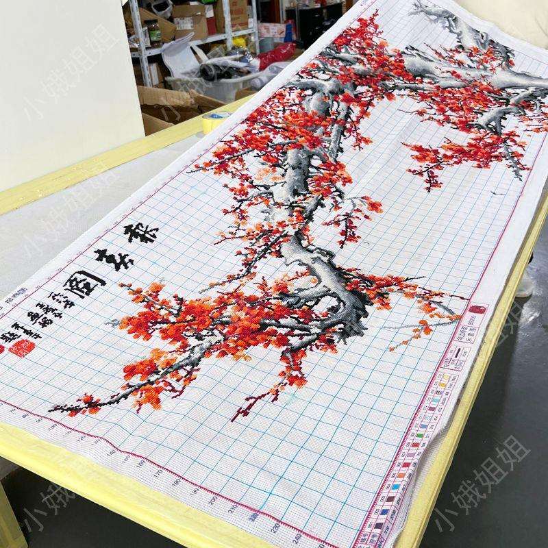 报春图十字绣成品不带框纯手工出售已绣好的2025新款客厅高端梅花