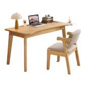 实木书桌北欧简约弧形带抽屉中学生写字桌小户型家用电脑桌办公桌