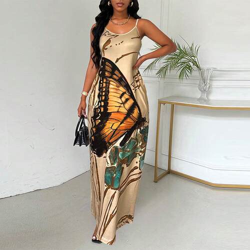 Women Butterfly Element Casual Vest Dress Spring Summer