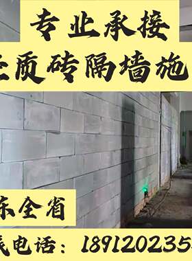 轻质砖轻体砌墙隔热隔音隔墙泡沫砖加气块双面挂网粘合剂包工包料