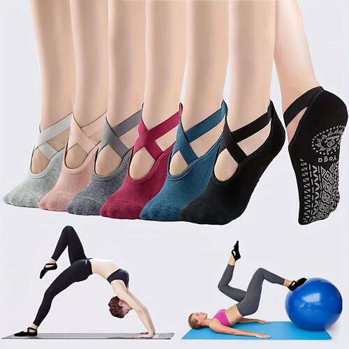 AURUZA Pilates Grip Socks for Women Non Slip Skid Yoga Socks