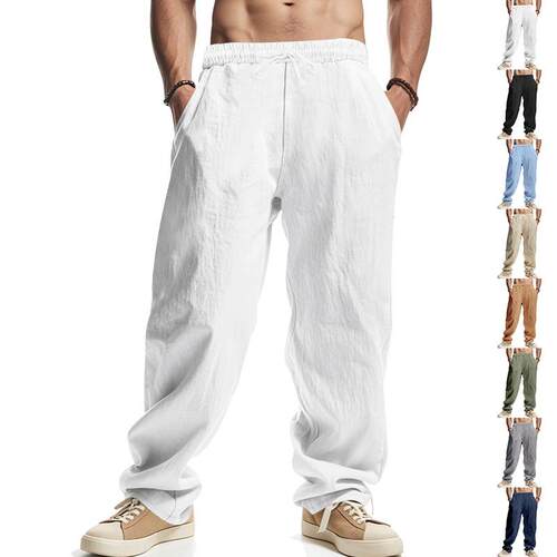 Men's Hemp Hip Hop Beach Sports Wide Leg Pants