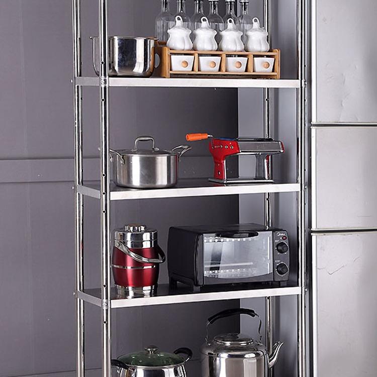 不置锈钢物架厨房三夹4微波炉多功能架子层5落地墙角窄缝24715cm