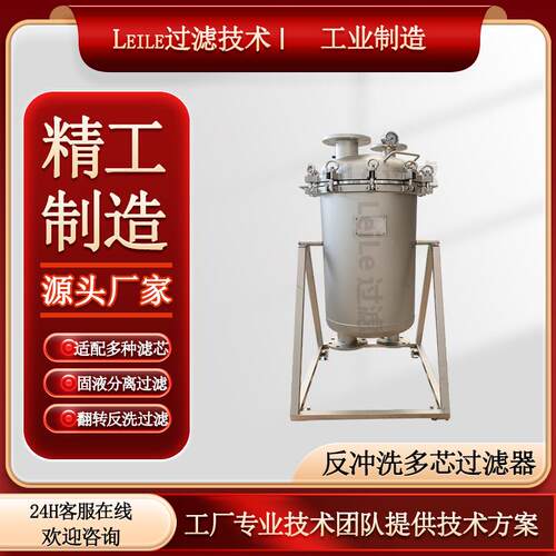反冲洗多芯过滤器可反洗滤芯过滤设备精细化工颗粒翻转反洗过滤器