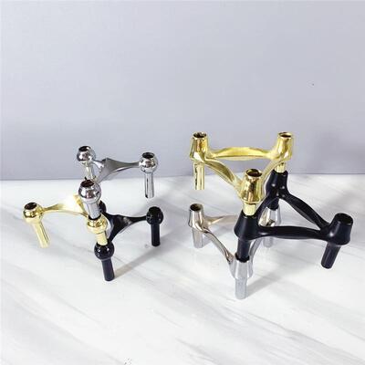 经典复古摆件创意分子结构金属组合设计师样板间简约拼接烛台