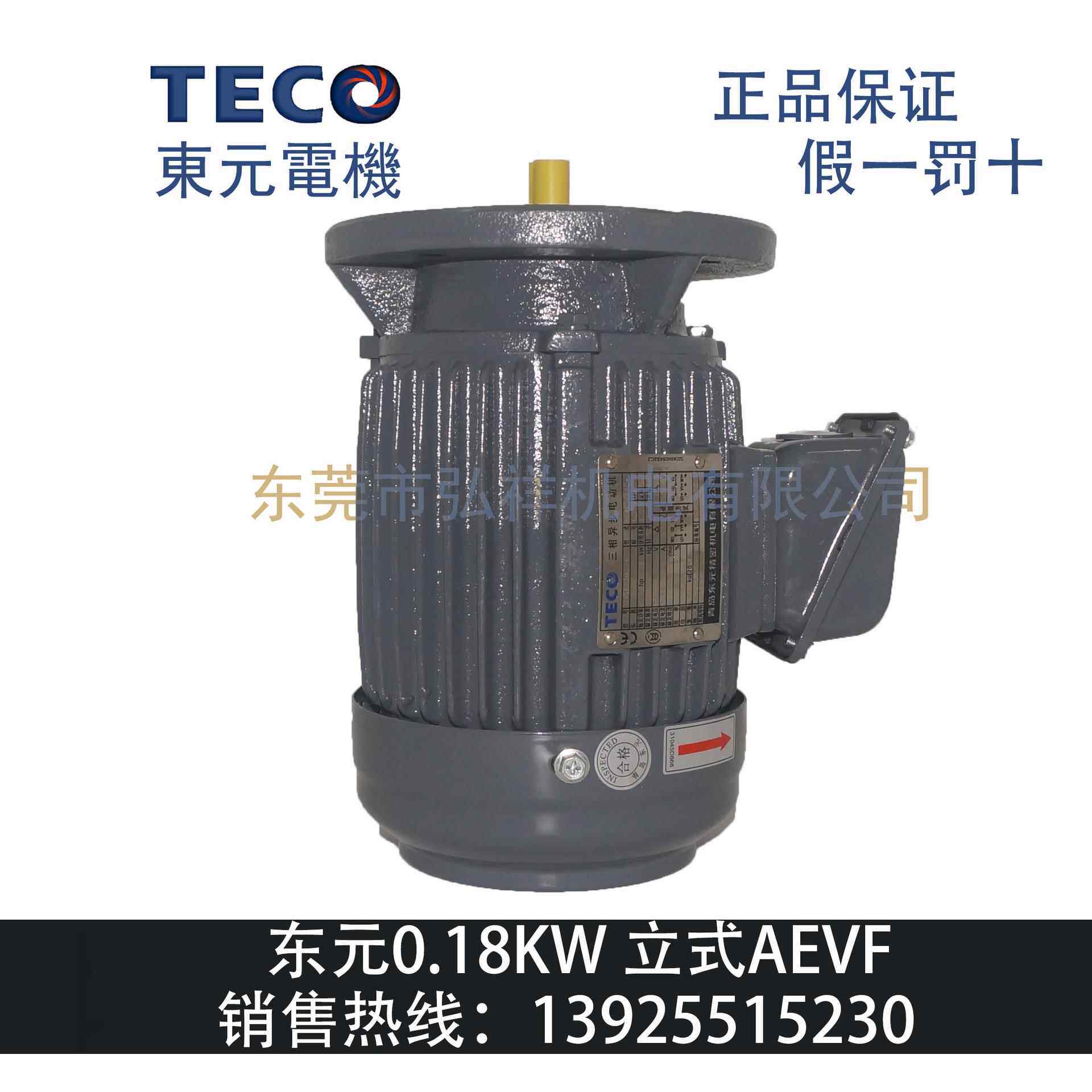 TECO东元电机180W立式B5AEVFTVGH630.25HP刹车制动马达0.18W