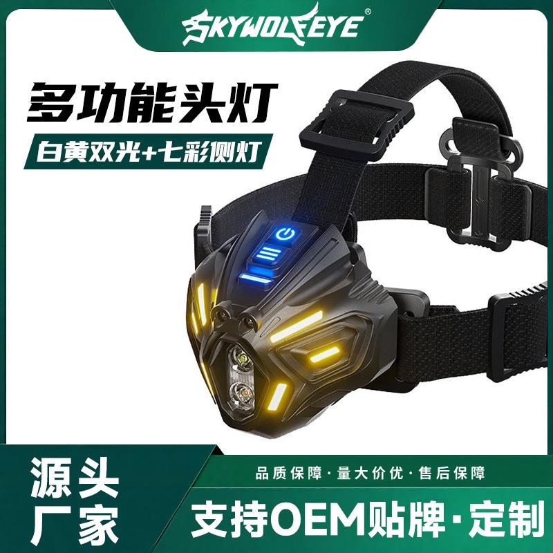 跨境新款LED户外探险夜钓头灯强光充电超亮感应超长续航头戴灯