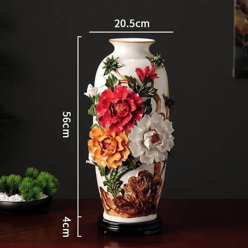 正品瓷景德镇新中式插陶瓷花瓶 牡丹手工柜器客厅玄关电视花摆件