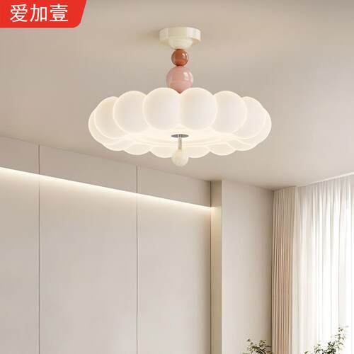 奶油风卧室吊灯法式中古全光谱护眼现代简约儿童房灯主卧吸顶灯