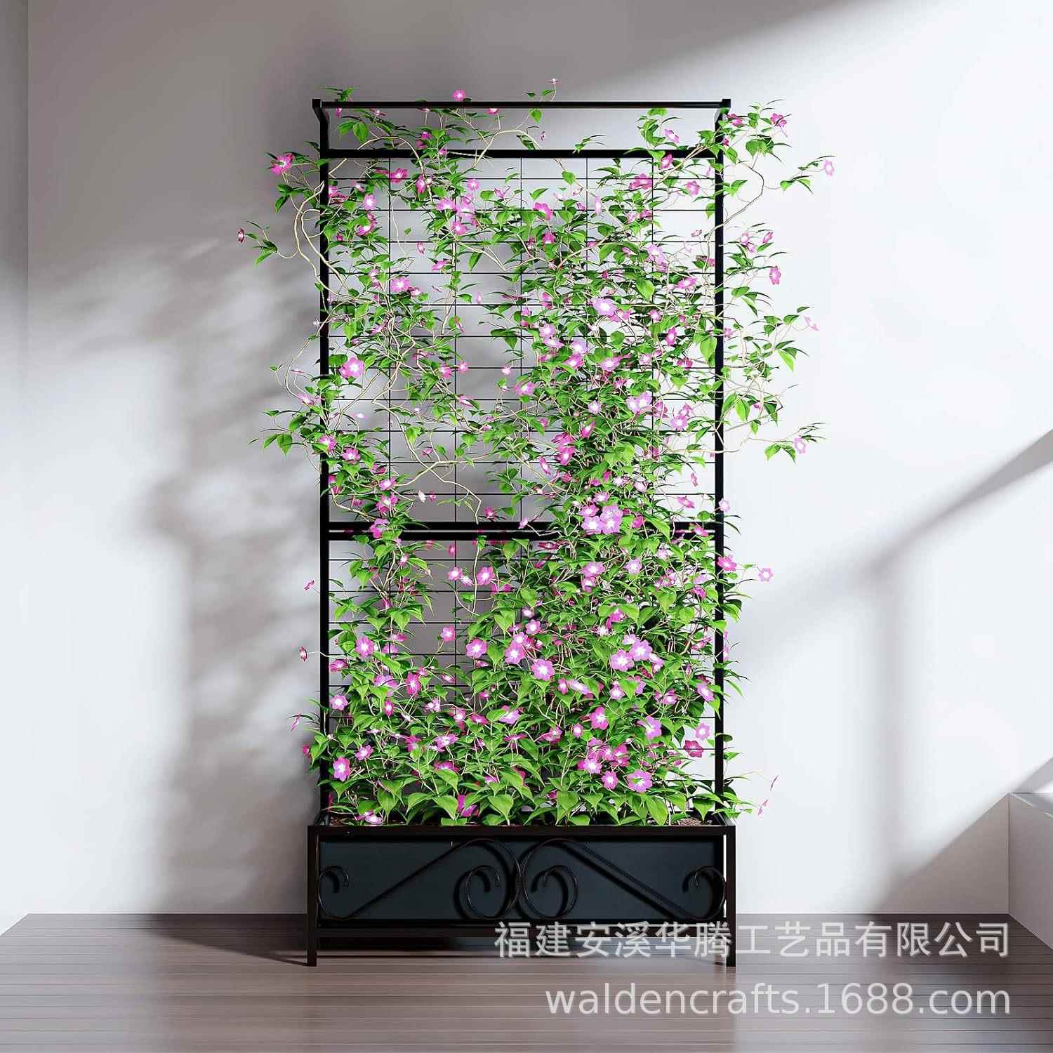 盆室内HT-W0007外属铁制悬挂岩花格子架盆景装金饰攀植物爬藤架