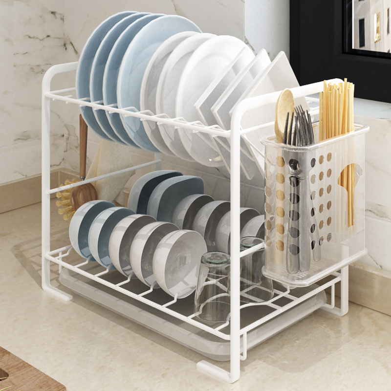 厨房碗架晾放碗盘碗碟碗筷收纳沥水架免打孔窄边双层台面小型尺寸
