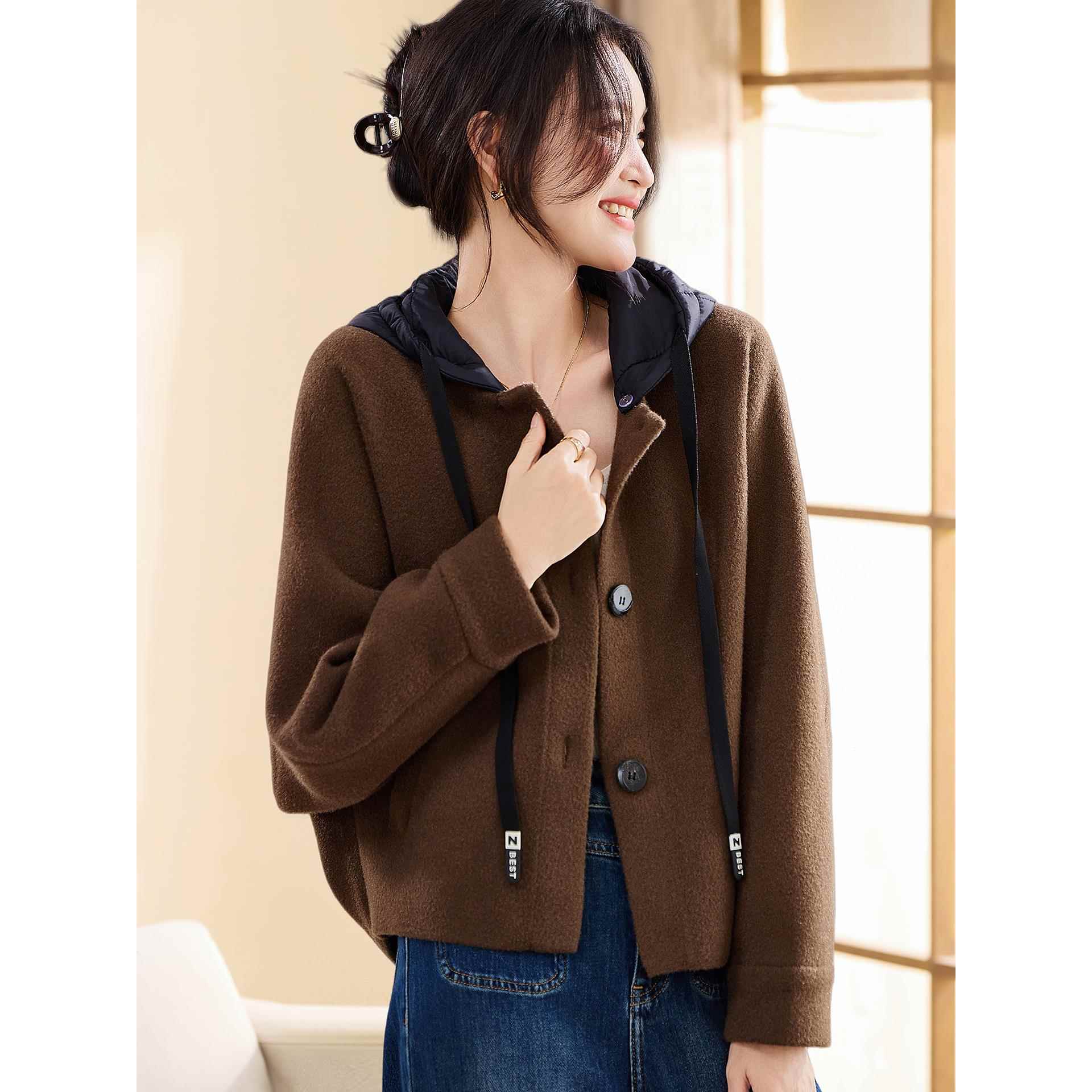 喜卉洋气休闲连帽针织衫外套妈妈冬装宽松百搭开衫上衣中老年女装