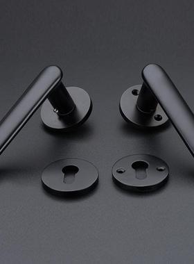 家用黑色门锁室内实心太空门铝门锁WSY锁执手锁欧式承轴卧室具房