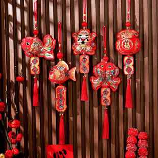 新年门把手装饰挂件马年新款开运吉祥物福包过年铃铛柿子挂饰装扮