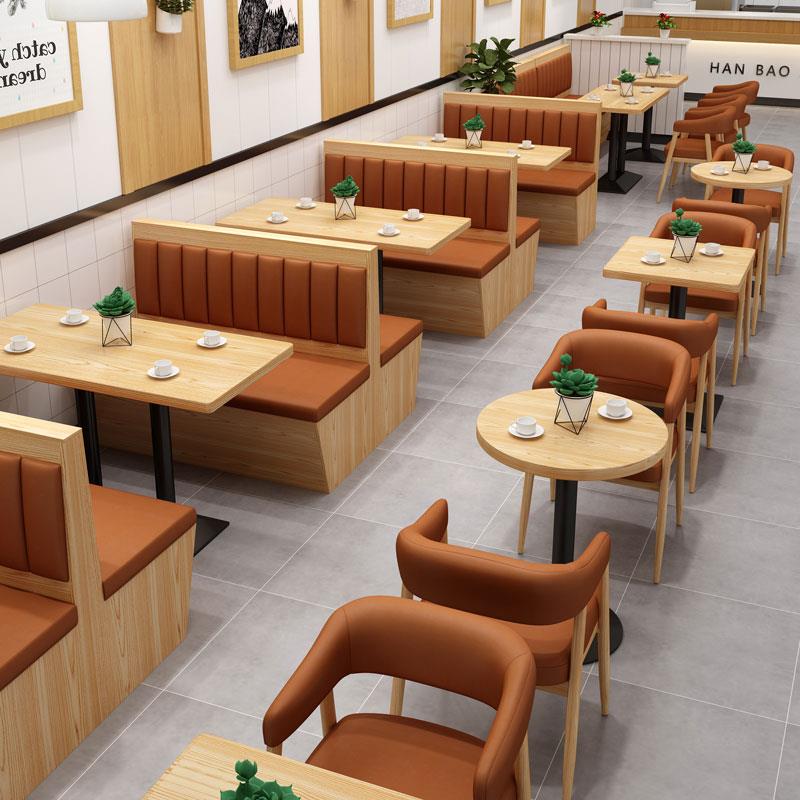 顺德主题餐厅小吃面馆甜品店火锅店铺茶楼卡座沙发实木桌椅组合