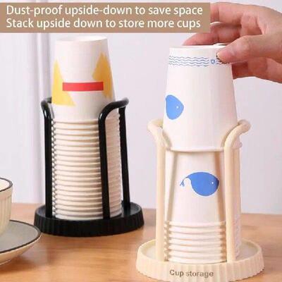 Wooden Disposable Cup Storage Holder Rack Tabletop Water