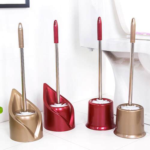 Silicone Long Handle Toilet Cleaning Brush Set, Bathroom Scr