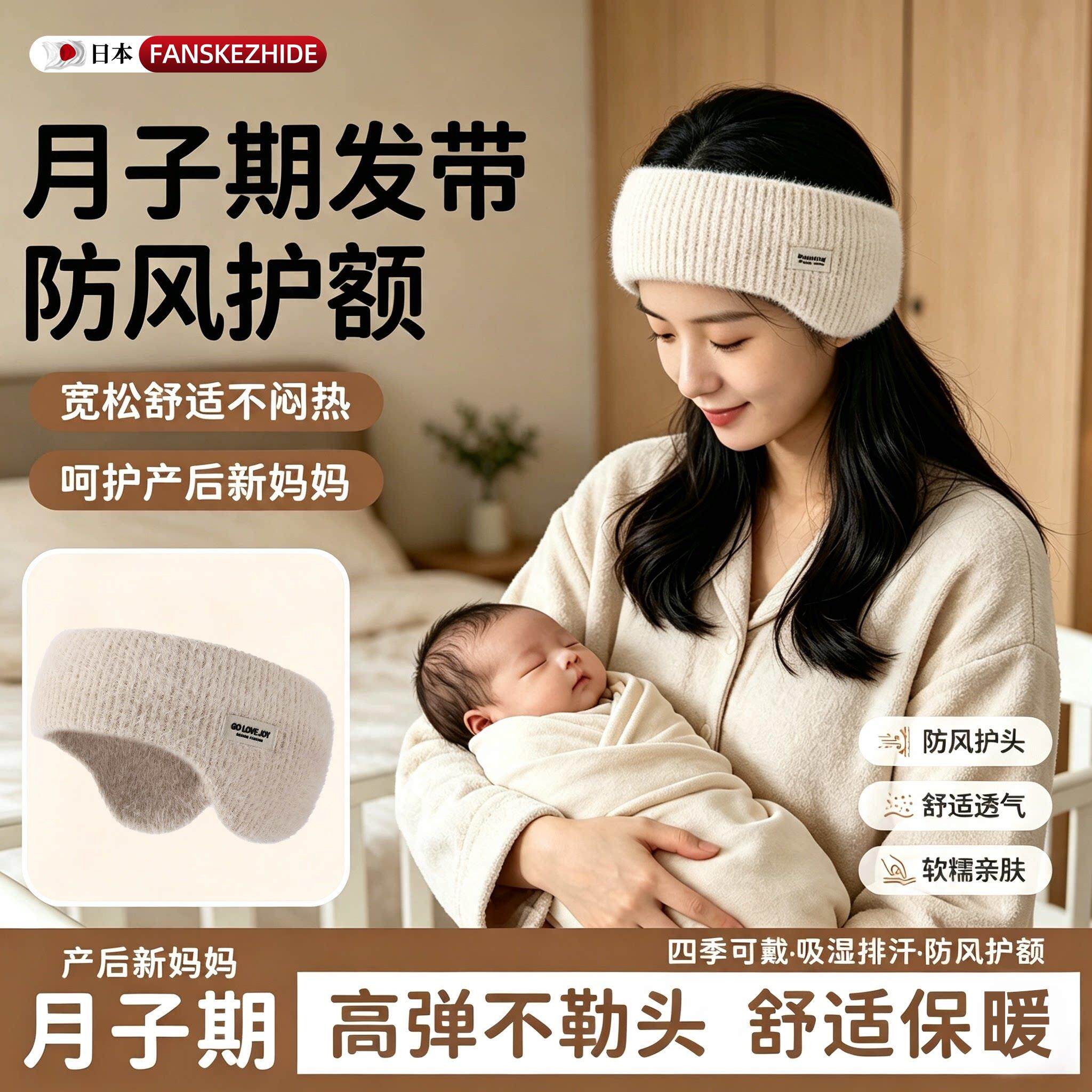 冬季保暖耳罩月子运动护耳发带头套护额头带防风防寒女款骑行头巾