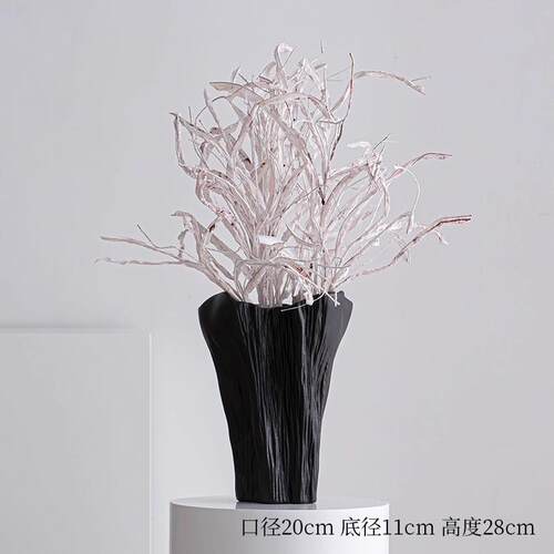 高档白色花瓶梅陶瓷鲜花厅插花摆件轻高级感干花向日葵客腊银柳专