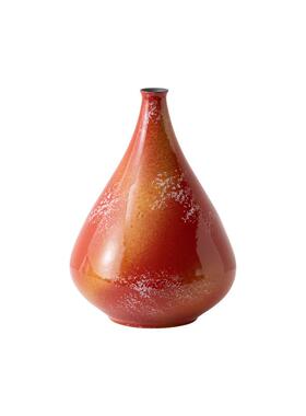 高级感禅意中国红花瓶新中式风禅意客厅玄关花器装饰品摆件