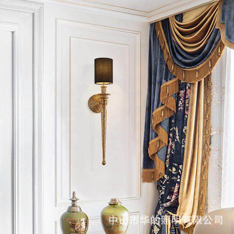 欧式中古脱蜡灯具奢华复古别墅客厅卧室书房法式全铜壁灯