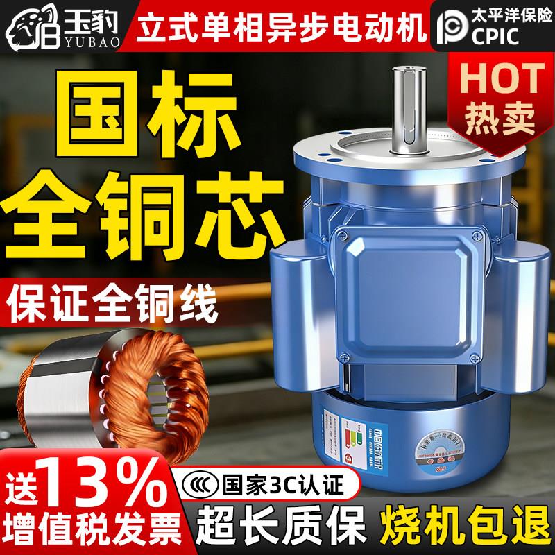 立式全铜单相异步电动机0.75/1.1/1.5/2.2/3/4/5.5KW电机220V单相