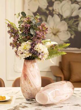 琉璃玄关花瓶轻现代器花客厅摆件插花装饰艺术水墨画奢样板间餐桌