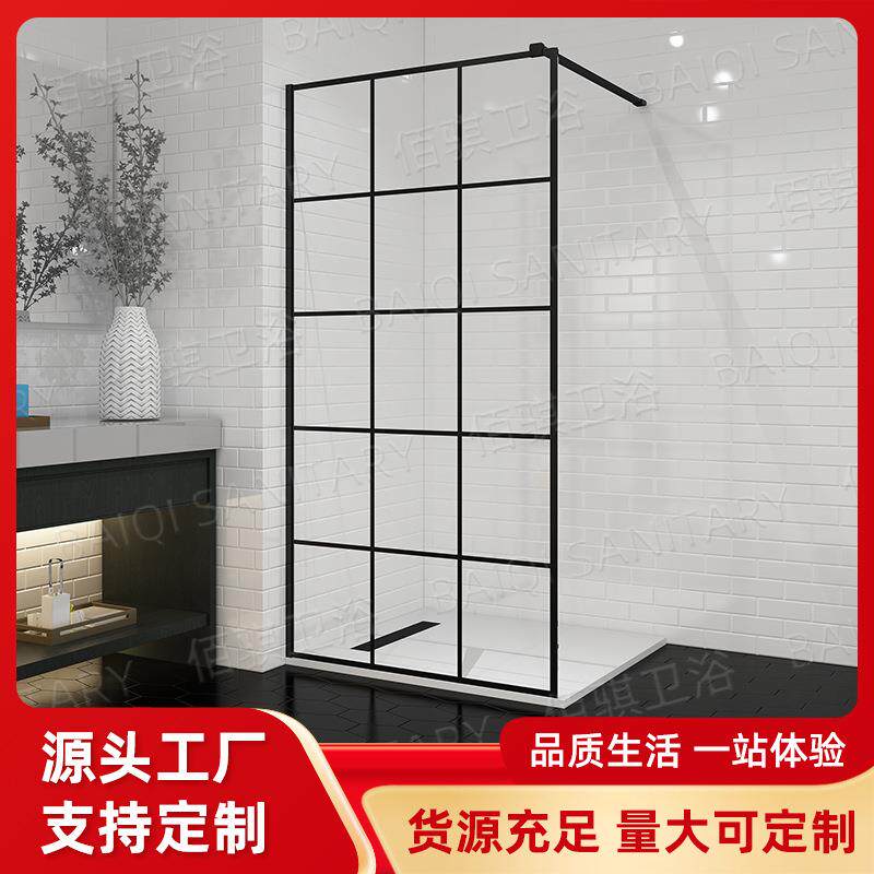 现代简约长方形家用淋浴房卫生间浴室玻璃隔断干湿分离简易洗澡房
