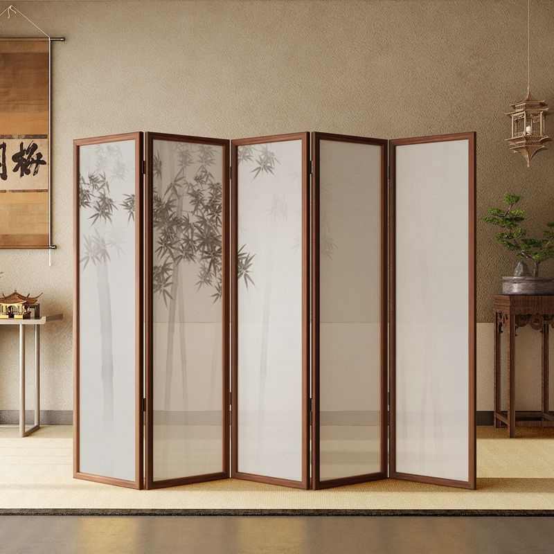 新中式实木屏风隔断客厅折叠移动办公室餐厅茶室卧室遮挡竹子折屏
