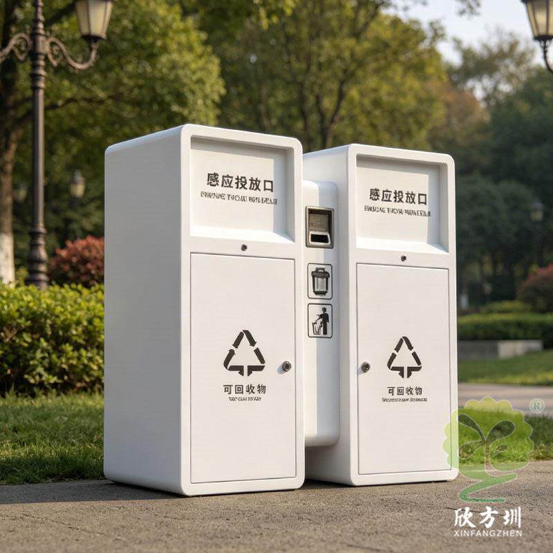 户外光伏太阳能大号公园镀锌板垃圾桶智能感应连体金属分类果皮箱