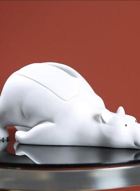 北欧轻奢创意北熊纸糖巾盒摆件bear-1玄极关钥匙收纳托乔迁礼物盘