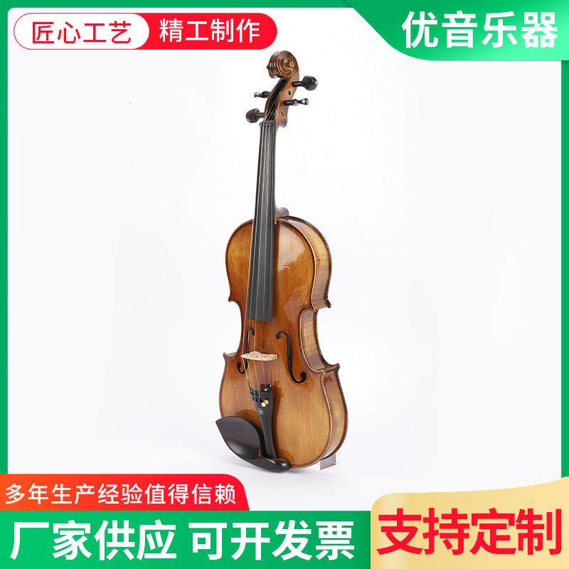 厂家供应练习用小提琴 精品小提琴 半手工亮光普花小提琴