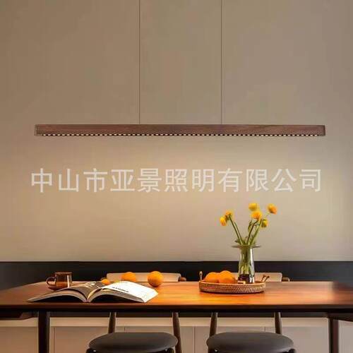 新中式创意个性简约木艺长条极简餐厅一字吊灯工作茶室吧台禅意灯