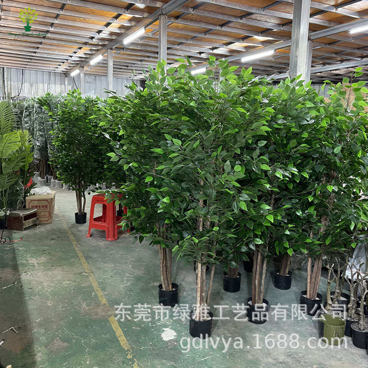 假绿植仿真榕树盆栽批发人造迷你榕树绿植装饰外贸人造植物