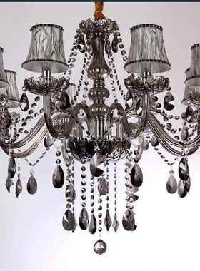 卧水吊灯烟灰色AOL欧式晶水吊灯K9水晶客厅晶灯室水晶灯