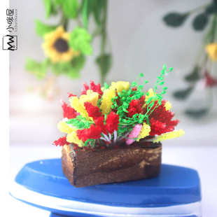 12比例模型微缩食玩车载摆件迷你仿真绿植盆栽花K122 娃娃屋配件1