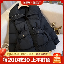 大码女装2023冬季收腰羽绒棉服加厚显瘦棉衣外套潮中长款宽松