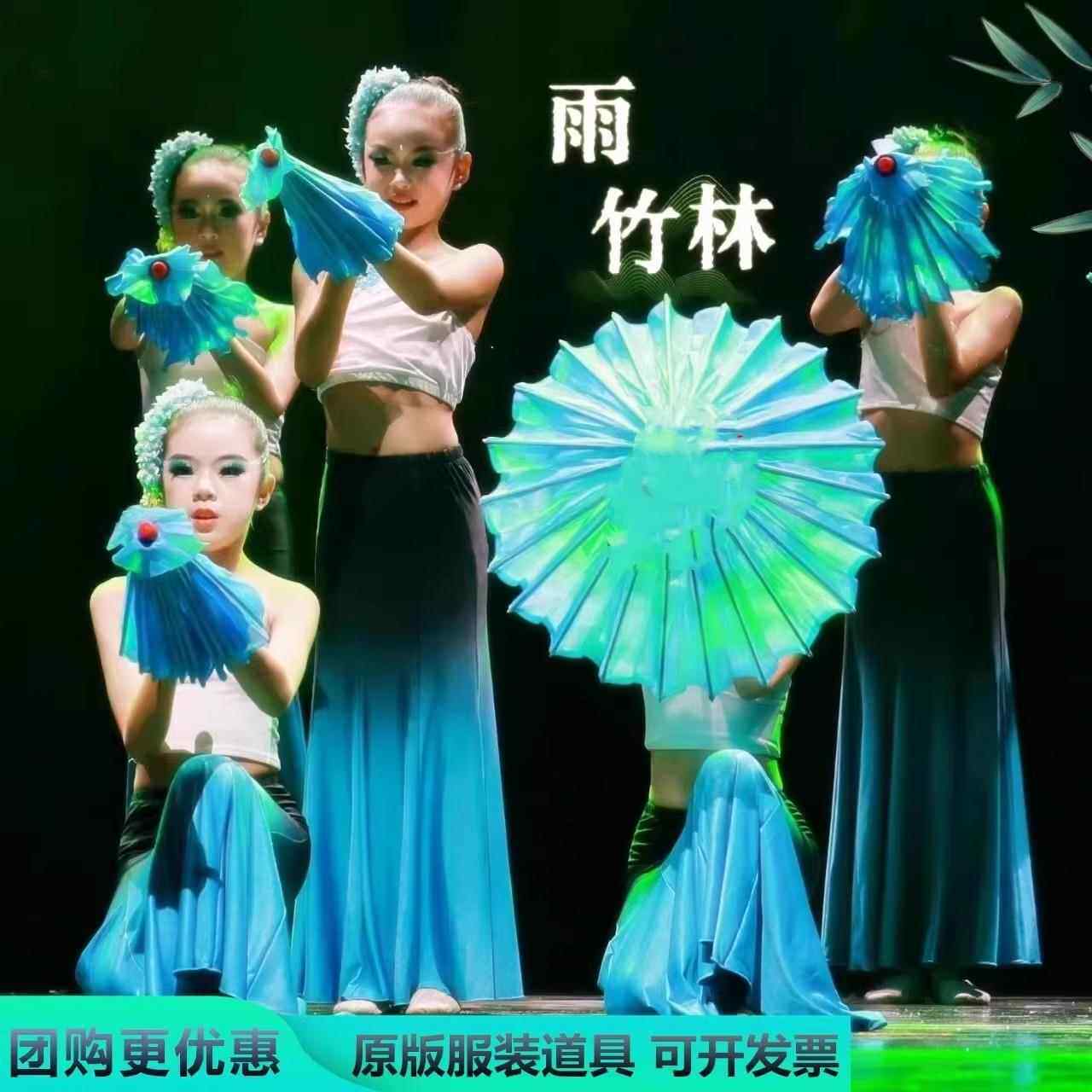 高档童雨竹演出服傣族舞服儿成人孔雀舞鱼尾包臀蹈裙林民族风表演