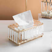 北欧轻奢水晶玻璃纸巾盒抽纸盒餐巾纸家用欧式 化妆刷收纳筒笔筒