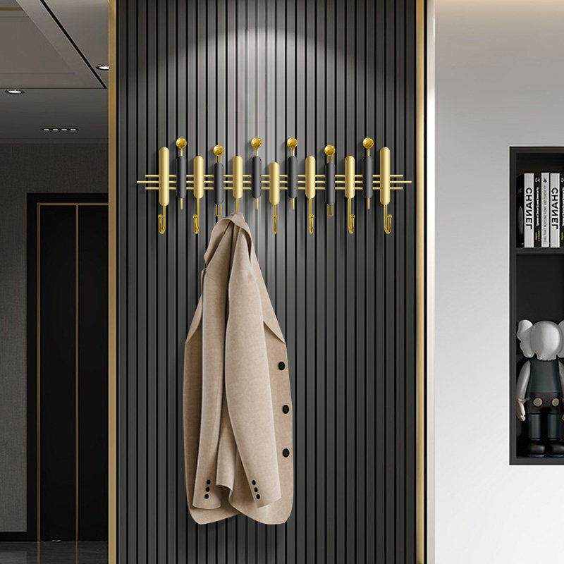 轻奢铁艺挂衣钩玄关衣帽架格栅板上衣服架壁挂墙上免打孔装饰挂钩