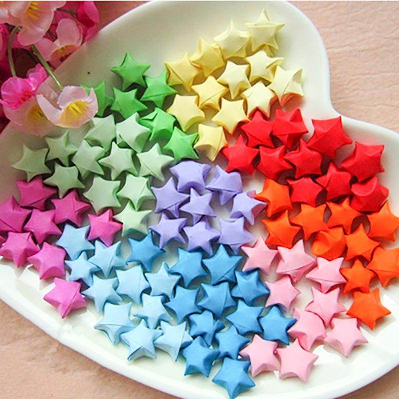 成品星星 幸运星折纸星星许愿瓶糖果色创意手工五角星瓶夜光星星