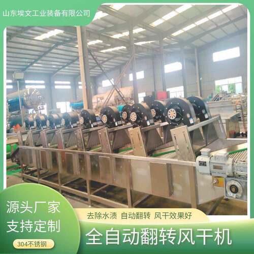 全自动食品包装袋清洗风干流水线大型果蔬翻转式沥水风 干机厂家
