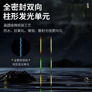 三老头恒亮高灵敏LED硬尾夜光漂日夜两用电子漂鲫鱼咬钩变色浮漂