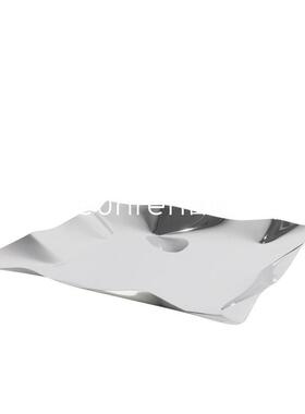 新中式不锈钢收纳水果托盘样板间家售楼处居餐桌茶几软装饰品摆件