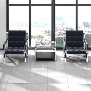 中伟办公沙发茶几组合现代简约钢架沙发商务沙发接待沙发1+1+方几