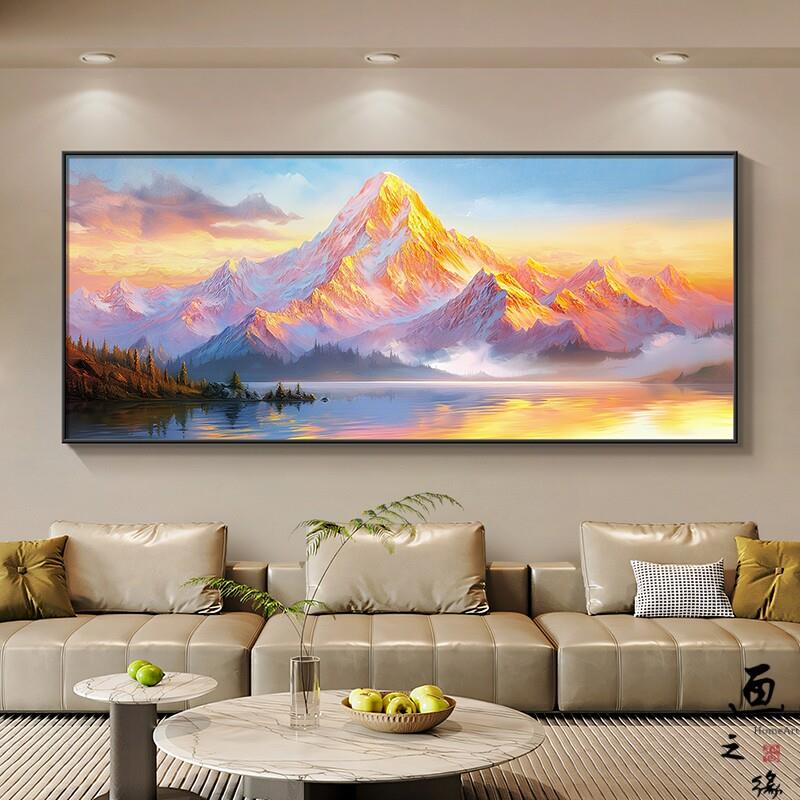 抽象风景挂画 画客厅沙发背景墙装饰画 画背靠金山现代简约高档山