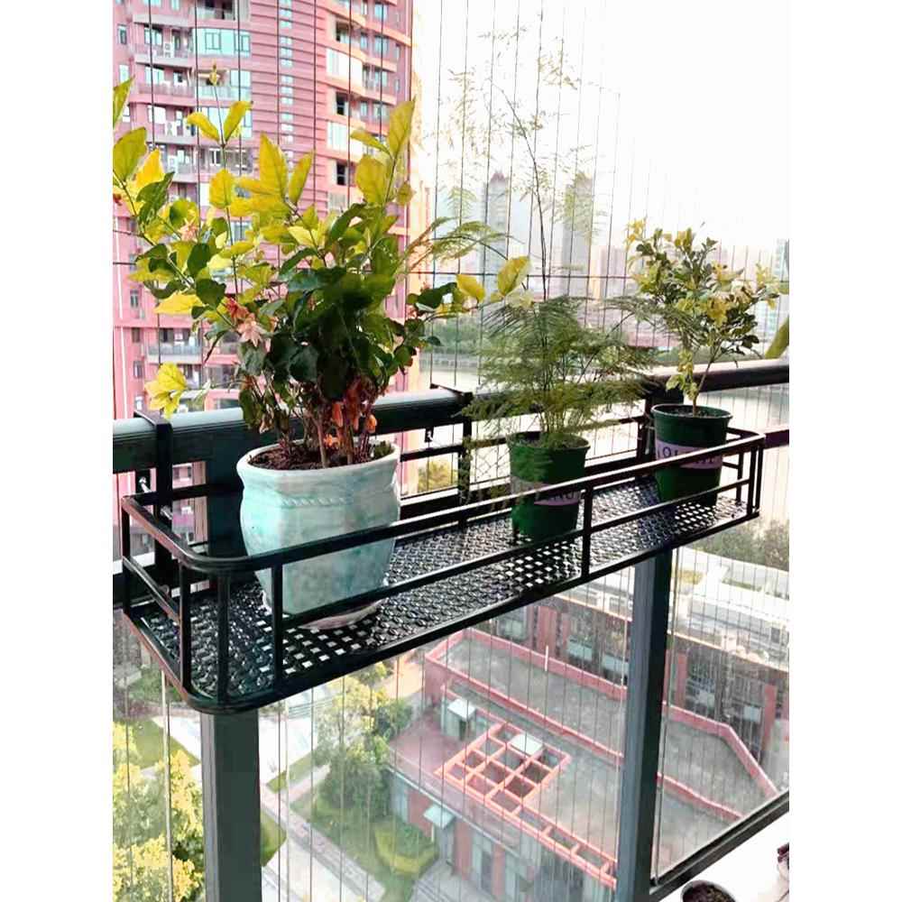 阳护台花架悬挂花式铁艺栏花卉盆挂架多肉栏杆架子内置弧形花架物